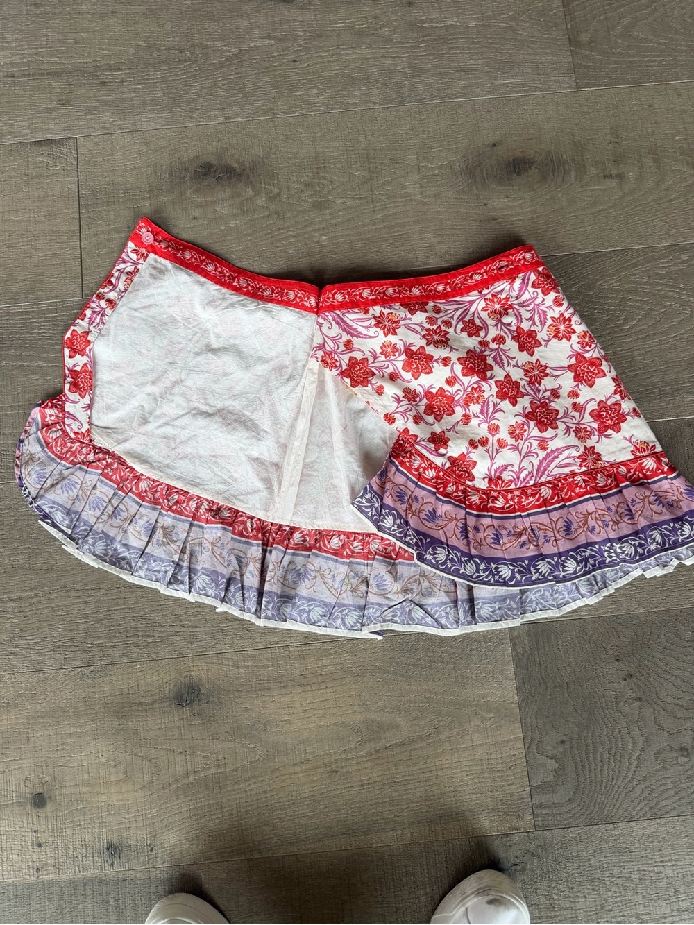 FARM Rio Red, Pink & Purple Floral Ruffle wrap Skirt - Picture 4 of 6